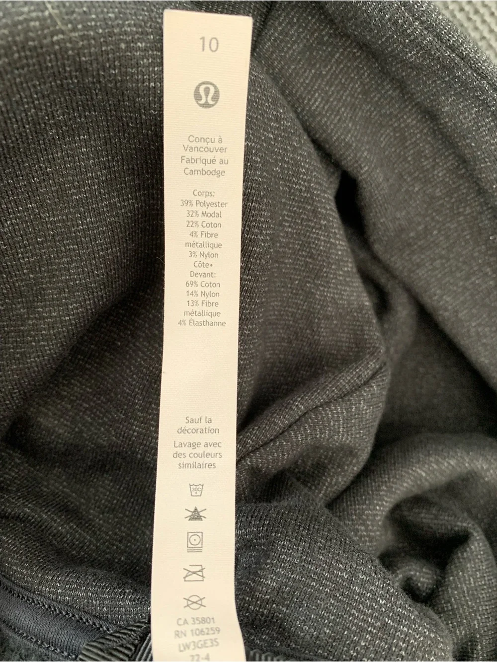 LULULEMON Loungeful Cropped Hoodie *spark Black/Gray size 10 - Picture 9 of 11